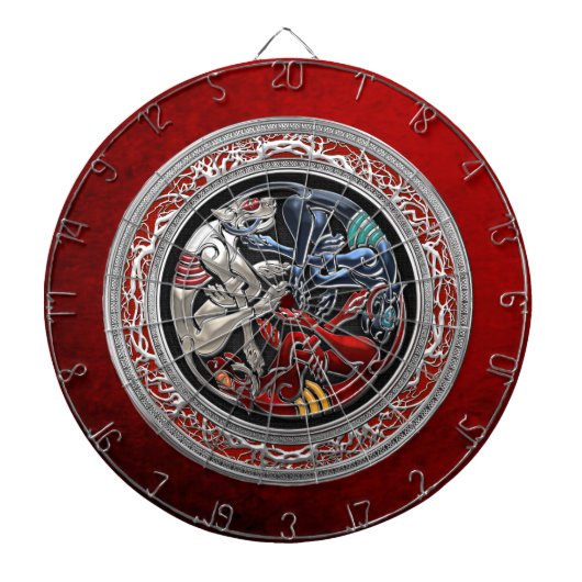 [200]ケルトの宝物 – 銀の3匹の犬 ダーツボード (正面)