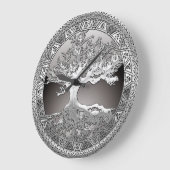 [200]ケルトの生命の木[銀] ラージ壁時計 (傾斜)