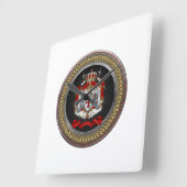 [200]ナイツテンプラールコート・オブ・アームズ スクエア壁時計 (傾斜)