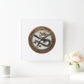 [200]ブラック&金ゴールド聖なる東龍 スクエア壁時計 (ホーム)