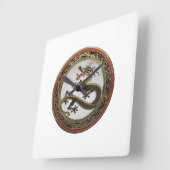 [200]ブラック&金ゴールド聖なる東龍 スクエア壁時計 (傾斜)