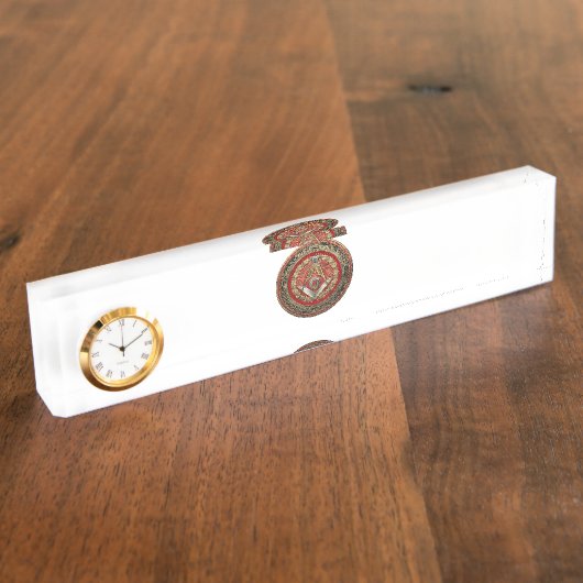 [200]マスターの石大工-金ゴールドの正方形及びコンパス デスクネームプレート (側面)