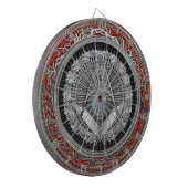 [200]マスターの石大工-銀製の正方形及びコンパス ダーツボード (正面左)