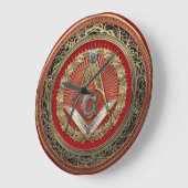 [200]マスターメイソン – 金ゴールドスクエア&コンパスズ ラージ壁時計 (傾斜)