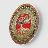 [200]宝のトローブ：生命のケルトの木[金ゴールド] ラージ壁時計 (傾斜)