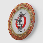 [200]日本のな書道-合気道 ラージ壁時計 (傾斜)