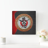 [200]武術日本の芸術書道：柔道 スクエア壁時計 (ホーム)