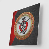 [200]武術日本の芸術書道：柔道 スクエア壁時計 (傾斜)