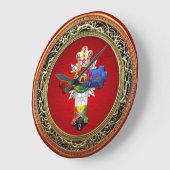 [200]紅白(バラクロワ)オンレッド&金ゴールド ラージ壁時計 (傾斜)