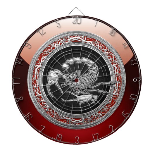 [200]聖なる銀のサソリを黒に ダーツボード (正面)