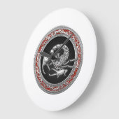 [200]聖なる銀のサソリを黒に ラージ壁時計 (傾斜)