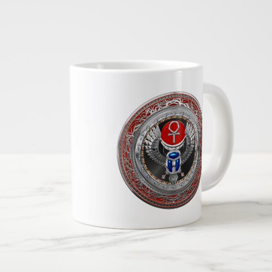 [200]聖銀エジプト翼スカラブ&アンク ジャンボコーヒーマグカップ (正面右)