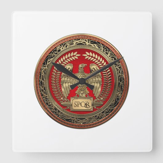 [200]金ゴールドローマンインペリアルイーグル スクエア壁時計 (正面)
