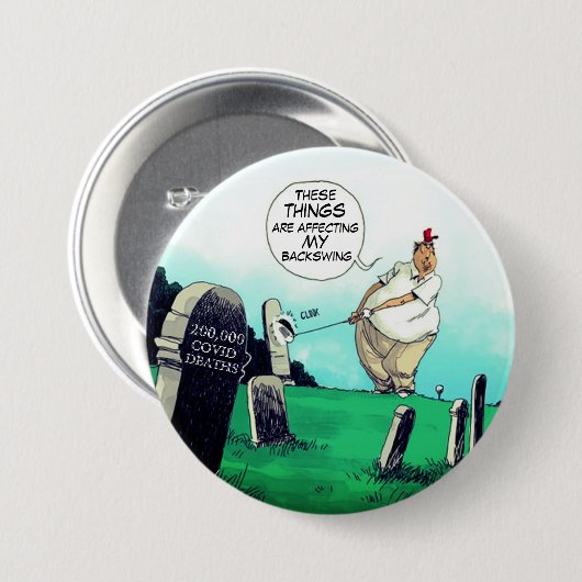 200,000死亡し、トランプのゴルフ 缶バッジ (正面&裏面)