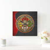 [200] Dorjeのチベットの二重曼荼羅 スクエア壁時計 (ホーム)