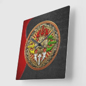 [200] Dorjeのチベットの二重曼荼羅 スクエア壁時計 (傾斜)