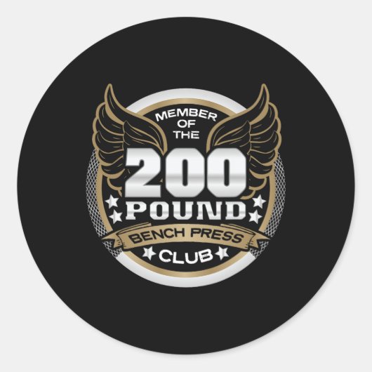 200 Pound Bench Press Club For Weightlifter Gym  ラウンドシール (正面)