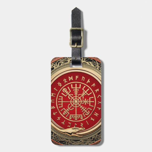 [200] Vegviser -バイキング金ゴールド魔法Runic Compass ラゲッジタグ (正面縦)