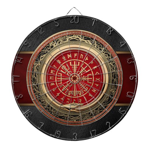 [200] Vegvisir -バイキングの金ゴールドの魔法のRunicコンパス ダーツボード (正面)