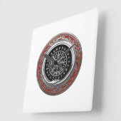 [200] Vegvisir -バイキングの銀製の魔法のRunicコンパス スクエア壁時計 (傾斜)