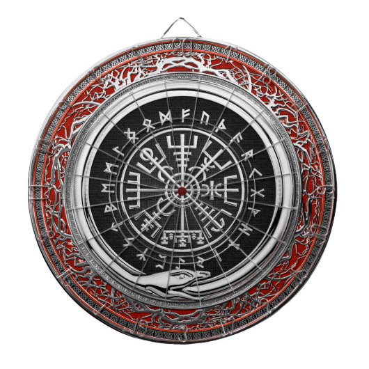 [200] Vegvisir -バイキングの銀製の魔法のRunicコンパス ダーツボード (正面)