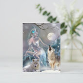 201凍ってい年の冬の少女とオオカミ ポストカード (スタンド正面)