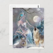 201凍ってい年の冬の少女とオオカミ ポストカード (正面/裏面)