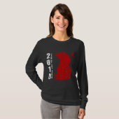 2010の唐紙の切口の年間のトラの黒 Tシャツ (正面フル)