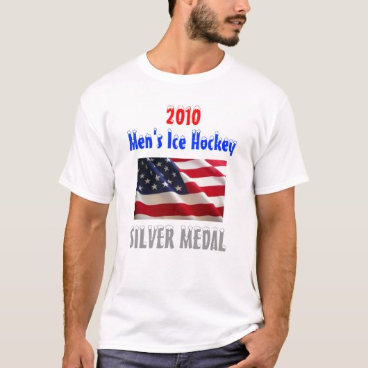 2010の米国の人のアイスホッケー-銀メダル Tシャツ (正面)