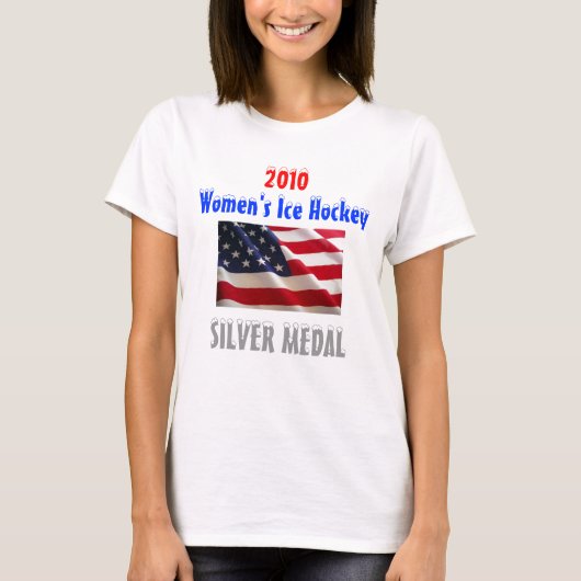 2010人の米国の女性のアイスホッケー-銀メダル Tシャツ (正面)