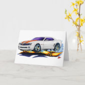 2010年のCamaroの白オレンジ車 カード (黄色い花)