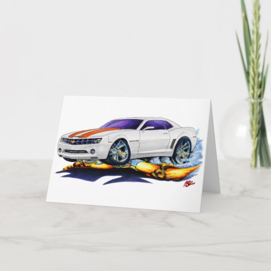 2010年のCamaroの白オレンジ車 カード (正面)