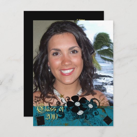 2010年クラスの卒業招待状 インビテーションポストカード (正面/裏面)