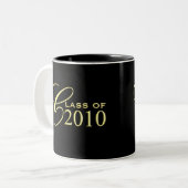 2010年卒業のギフトのマグのクラス-黒い金ゴールドの ツートーンマグカップ (正面左)