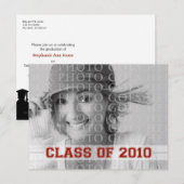 2010年卒業招待状赤アナウンス インビテーションポストカード (正面/裏面)