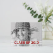 2010年卒業招待状赤アナウンス インビテーションポストカード (スタンド正面)