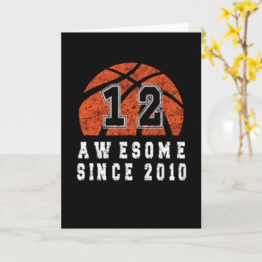 2010年12生まれ年誕生日バスケットボールボーイ12年 カード (黄色い花)