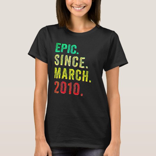 2010年3月からエピックな12歳の誕生日 ヴィンテージ 12歳 Tシャツ (正面)