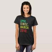2010年3月からエピックな12歳の誕生日 ヴィンテージ 12歳 Tシャツ (正面フル)