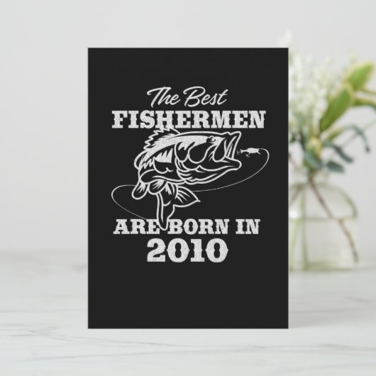 2010最高の年代の漁師魚釣りの誕生日の贈り物 招待状 (スタンド正面)