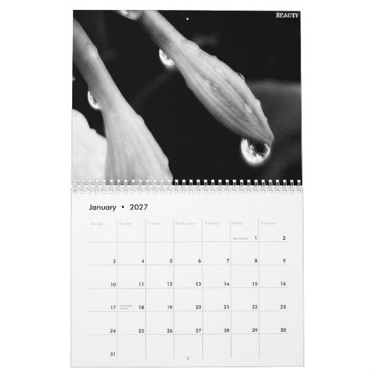 2010白黒カレンダー カレンダー (1月 2027)
