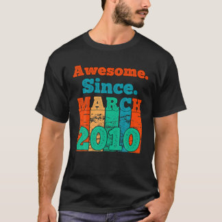 2010素晴らし年3月以来ヴィンテージ誕生日2010年3月 Tシャツ