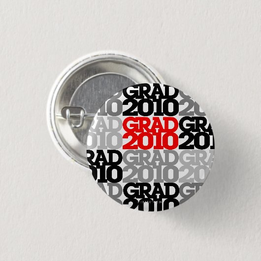 2010赤く黒いボタンの卒業のクラス 缶バッジ (正面&裏面)