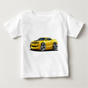 2010-12年のCamaroの黄色黒い車 ベビーTシャツ