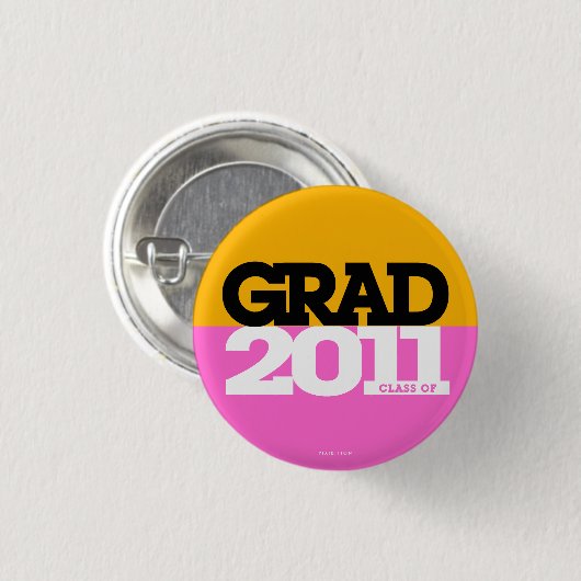 2011のボタンのオレンジピンクの卒業のクラス 缶バッジ (正面&裏面)