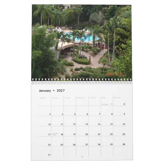 2011の公園の海岸リゾートのカレンダー カレンダー (1月 2027)