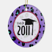 2011の紫色のヒョウのプリントの卒業のクラス セラミックオーナメント (左)