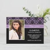 2011パープルダマスクフォト卒業招待状 招待状 (スタンド正面)