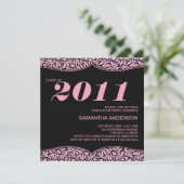 2011ピンクのヒョウのプリントの卒業パーティーの招待 招待状 (スタンド正面)