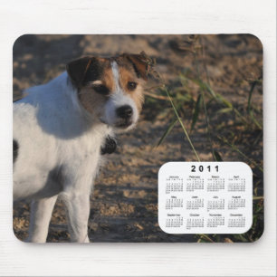 2011匹の犬のカレンダー-聖職者のジャックラッセルテリア マウスパッド